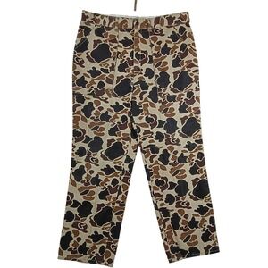 Duck Bay Hunting Pants Mens Large Brown Duck Camo Vintage Cotton Straight Leg